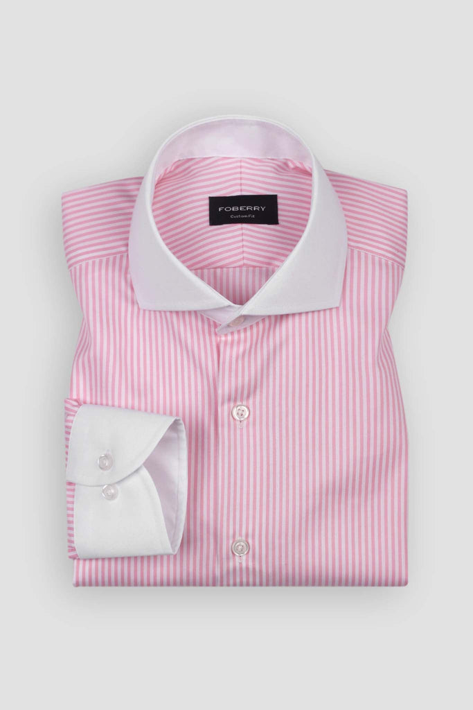Soft Pink Banker Stripes Shirt