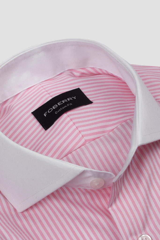 Soft Pink Banker Stripes Shirt