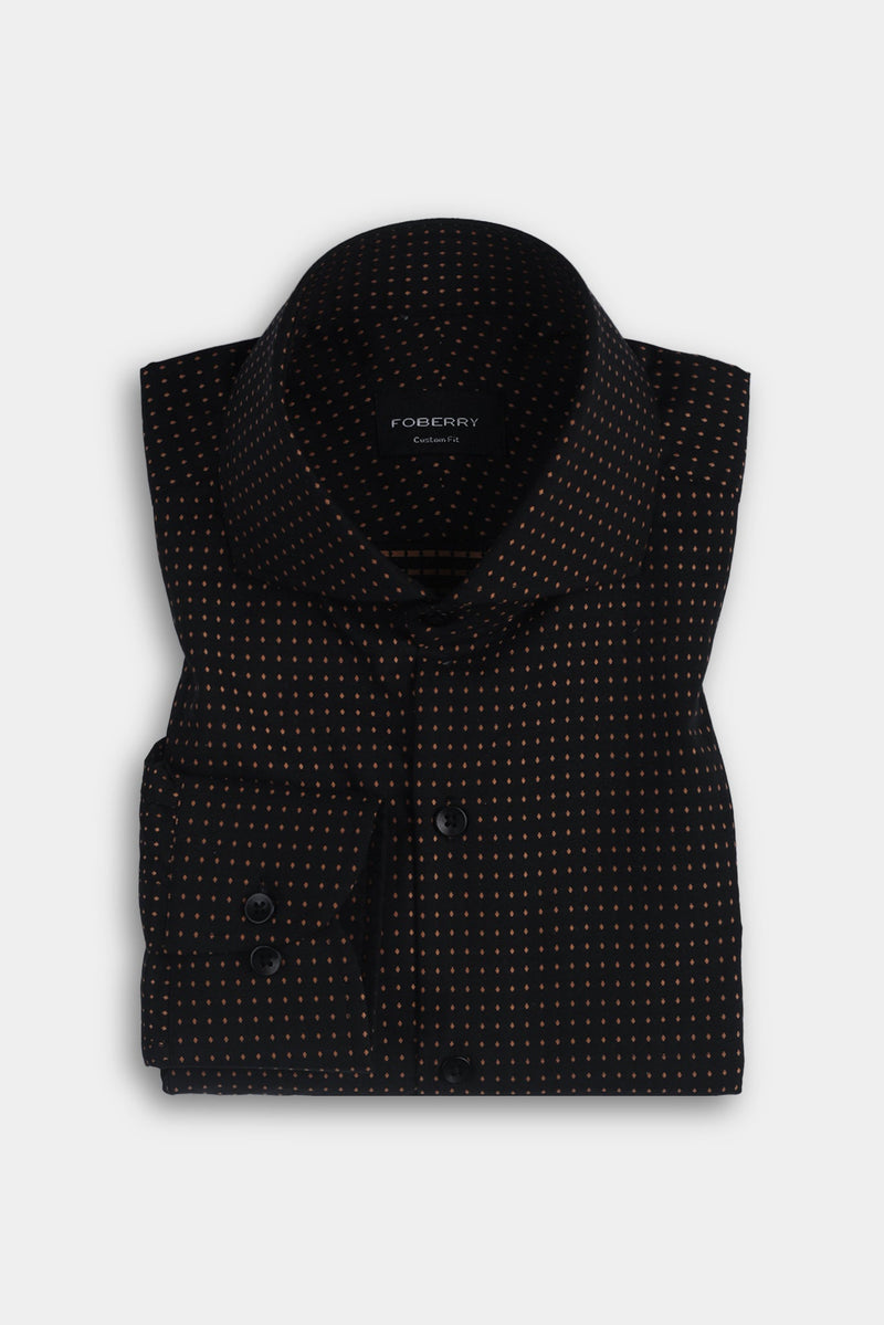 Gold On Black Polka Dots Shirt