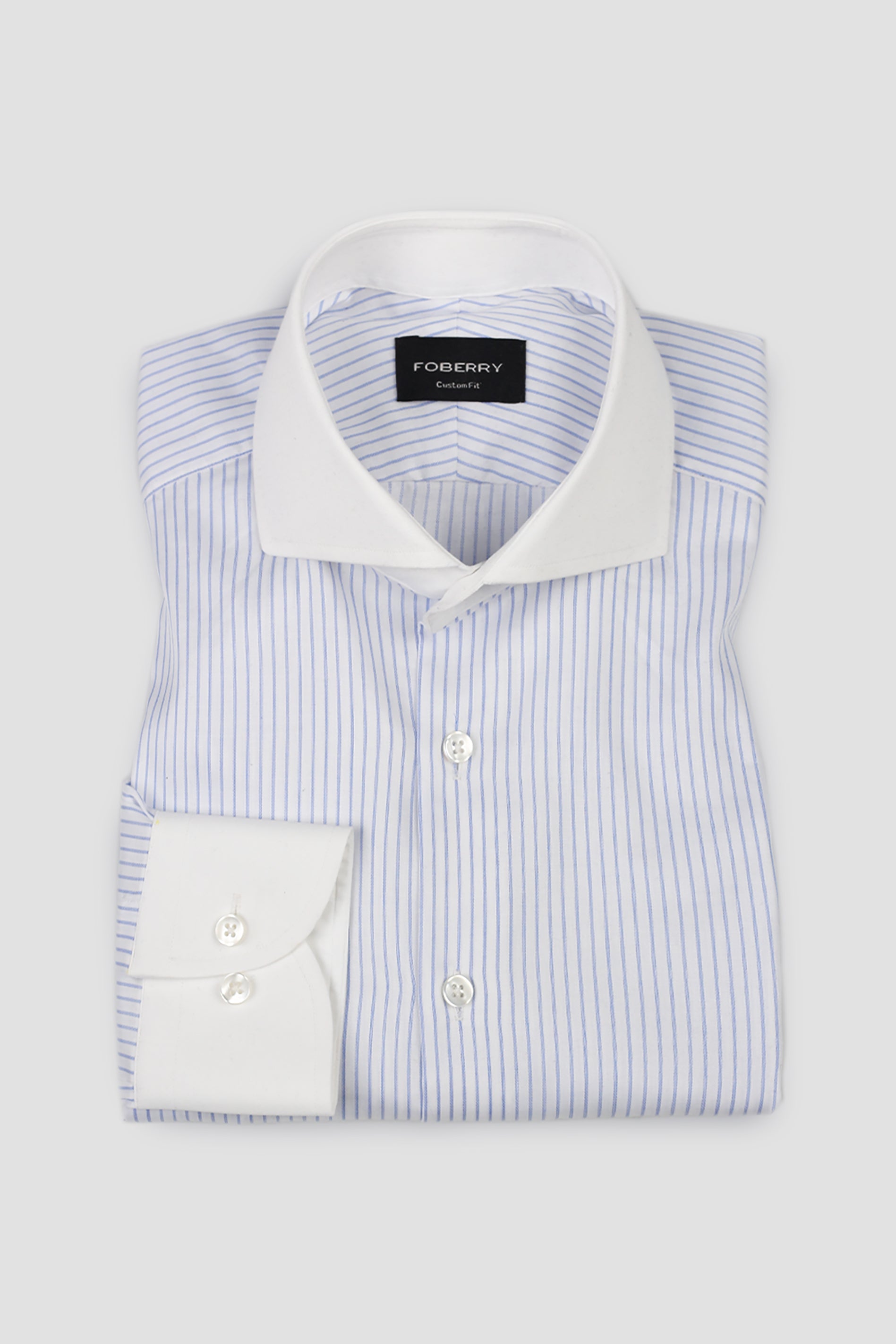 Sky Blue 60s Pencil Stripes Shirt - Easy Care