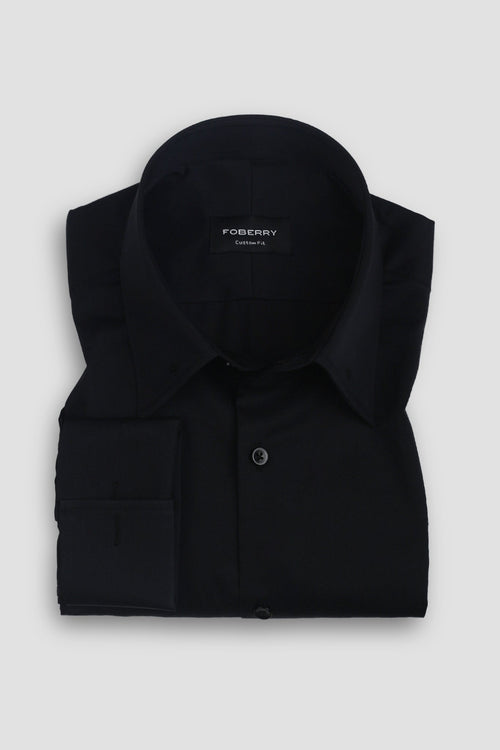 Black Egyptian Pin Collar Shirt - Silver Pin