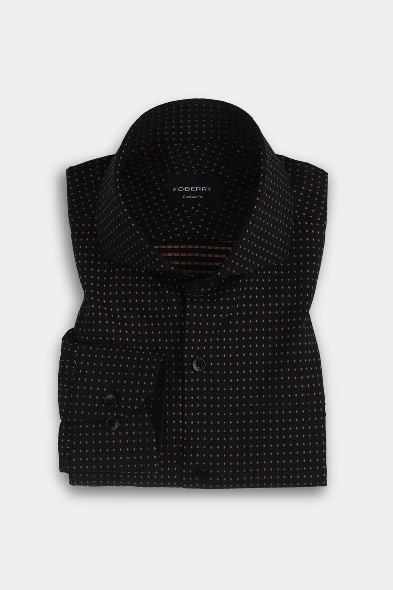 Gold On Black Polka Dots Shirt