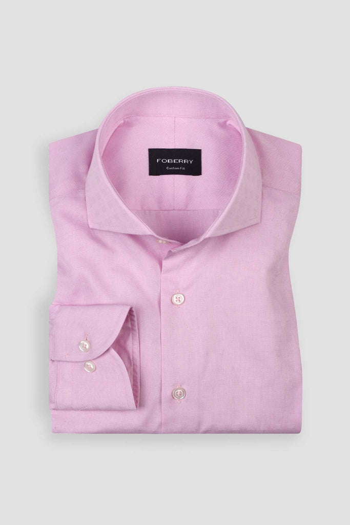 Pastel Pink Egyptian Self Structured Shirt
