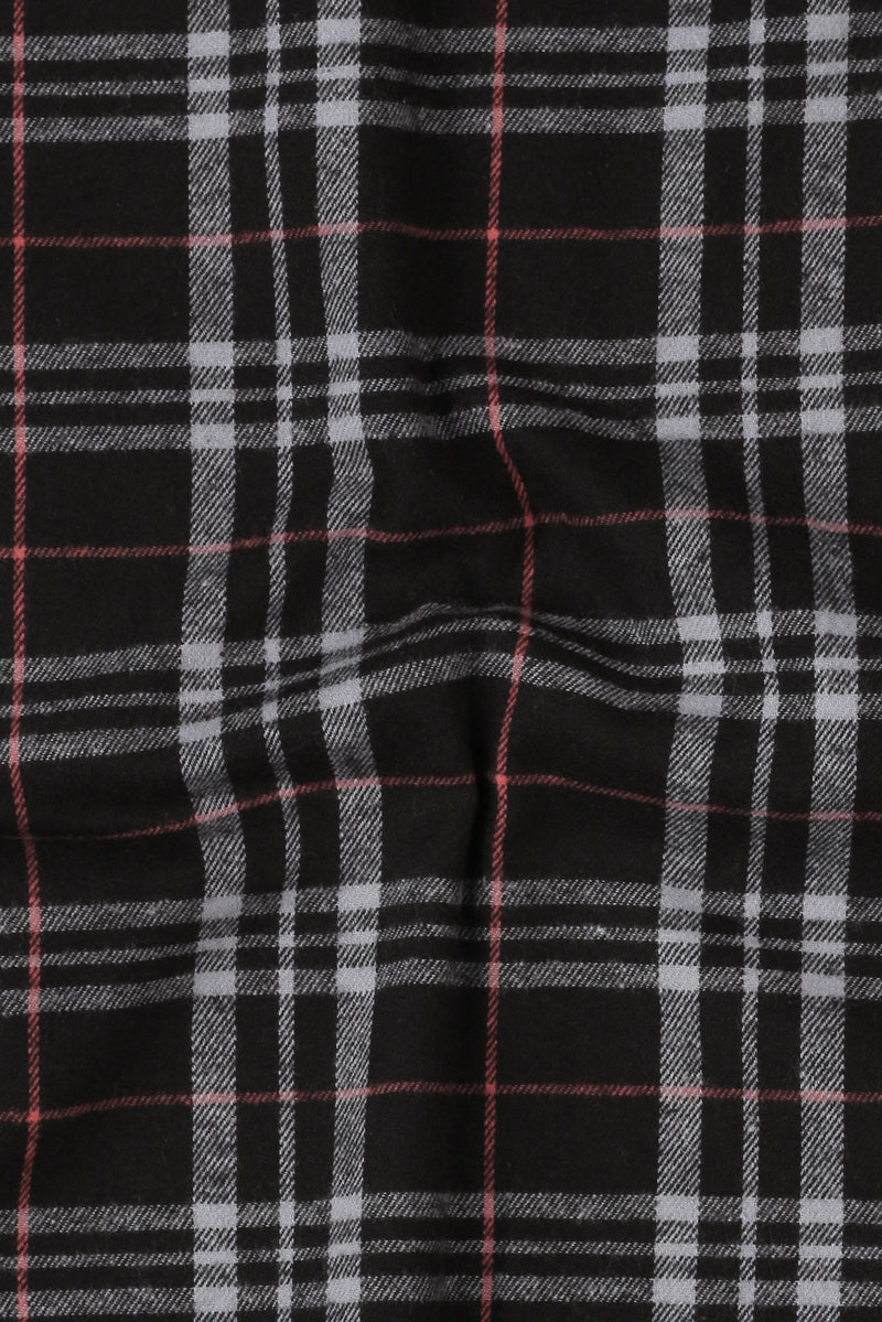 Light Mauve & Black Madras Winter Flannel