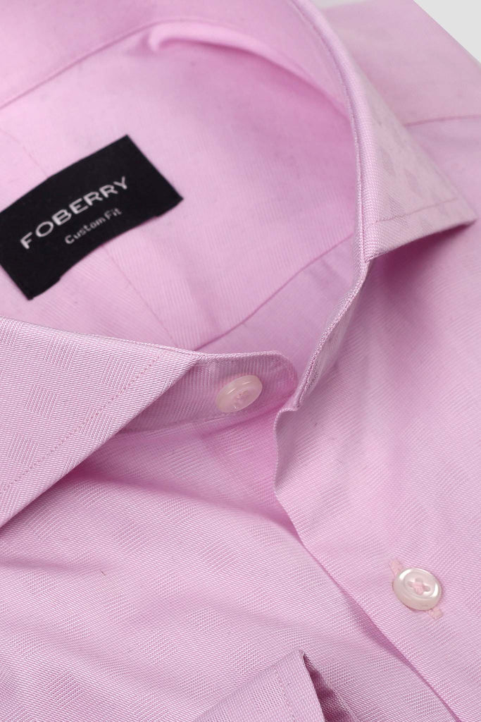 Pastel Pink Egyptian Self Structured Shirt