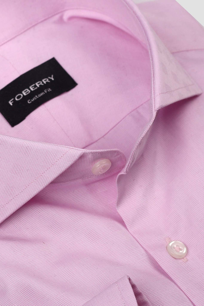Pastel Pink Egyptian Self Structured Shirt