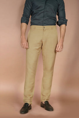 Camel Irish Linen Trousers - Foberry USA