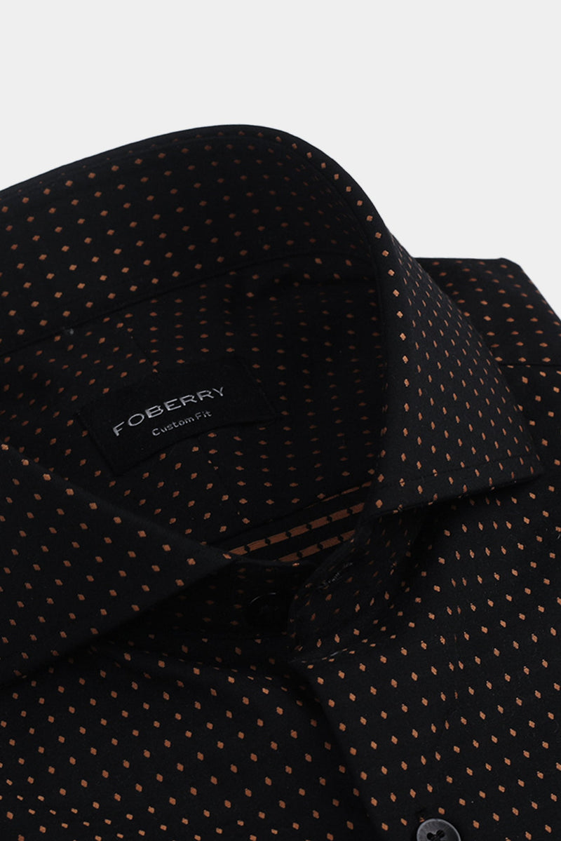 Gold On Black Polka Dots Shirt