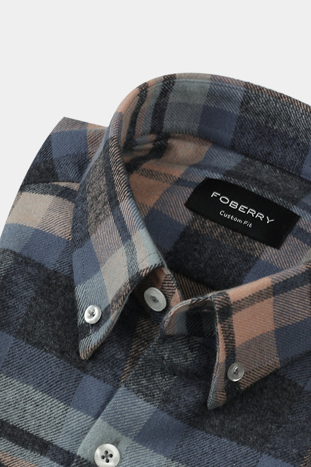 Ivory Blue Madras Winter Flannel Shirt
