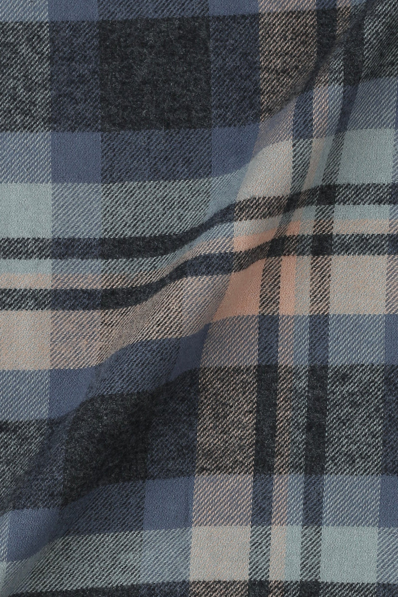 Ivory Blue Madras Winter Flannel Shirt
