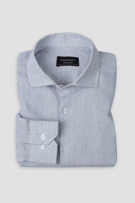 Ash Blue Printed Linen Shirt