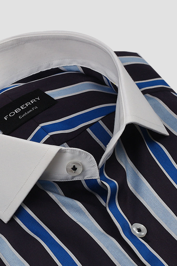 Blue & Black Regimental Stripes Shirt