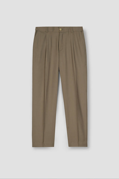 French Beige Tropical Wool Blended Dress Pant