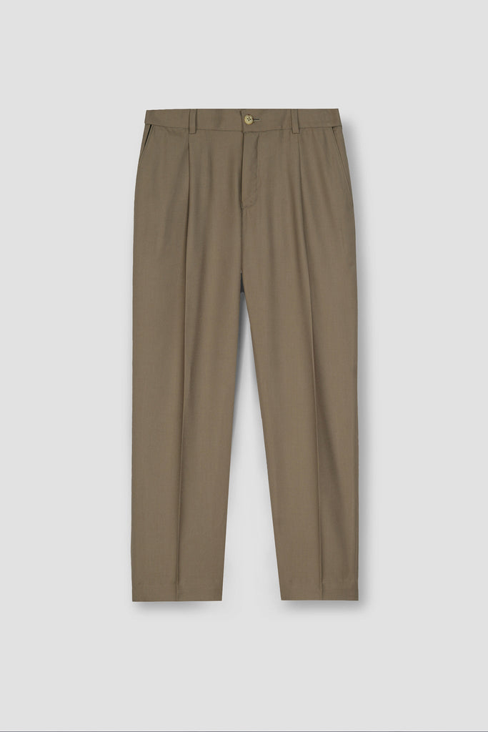French Beige Tropical Wool Blended Dress Pant