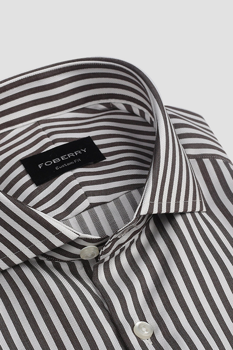 Charcoal Bengal Structured Stripes Shirt