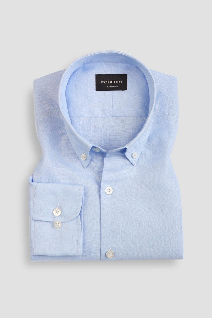 Soft Baby Blue Italian Linen Shirt