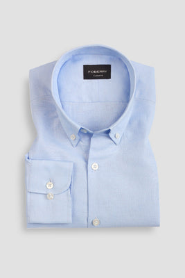Soft Baby Blue Italian Linen Shirt
