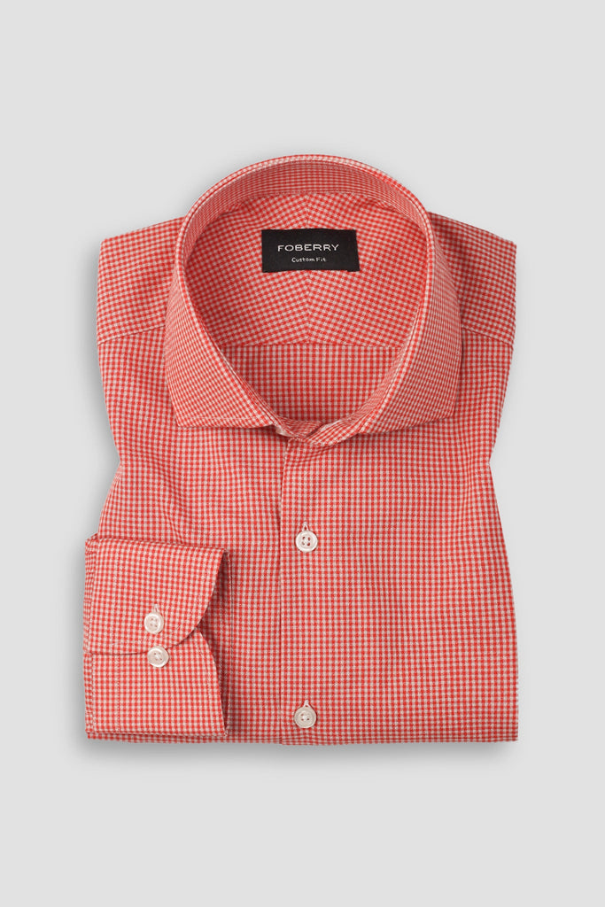 Orange Micro Gingham Shirt