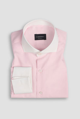 Egyptian Pink Poplin Twill - White Collar Shirt