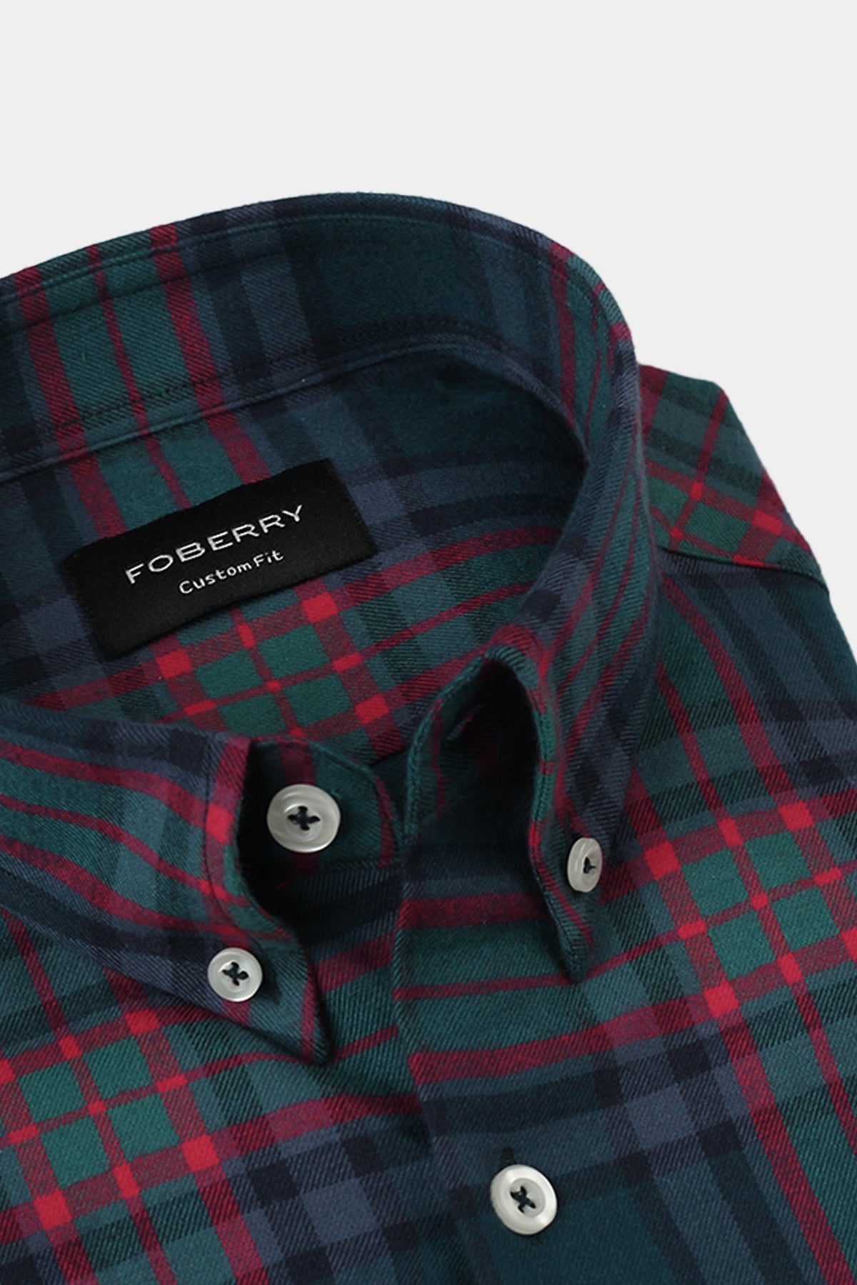 Dark Blue Green Tartan Winter Flannel Shirt