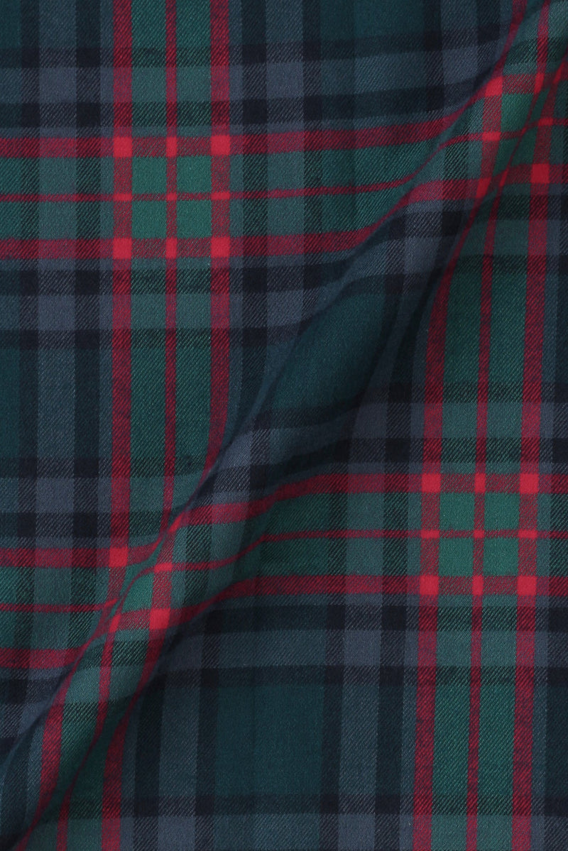 Dark Blue Green Tartan Winter Flannel Shirt