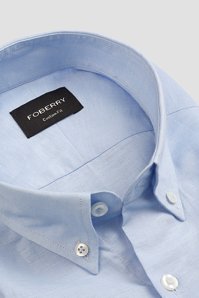 Soft Baby Blue Italian Linen Shirt