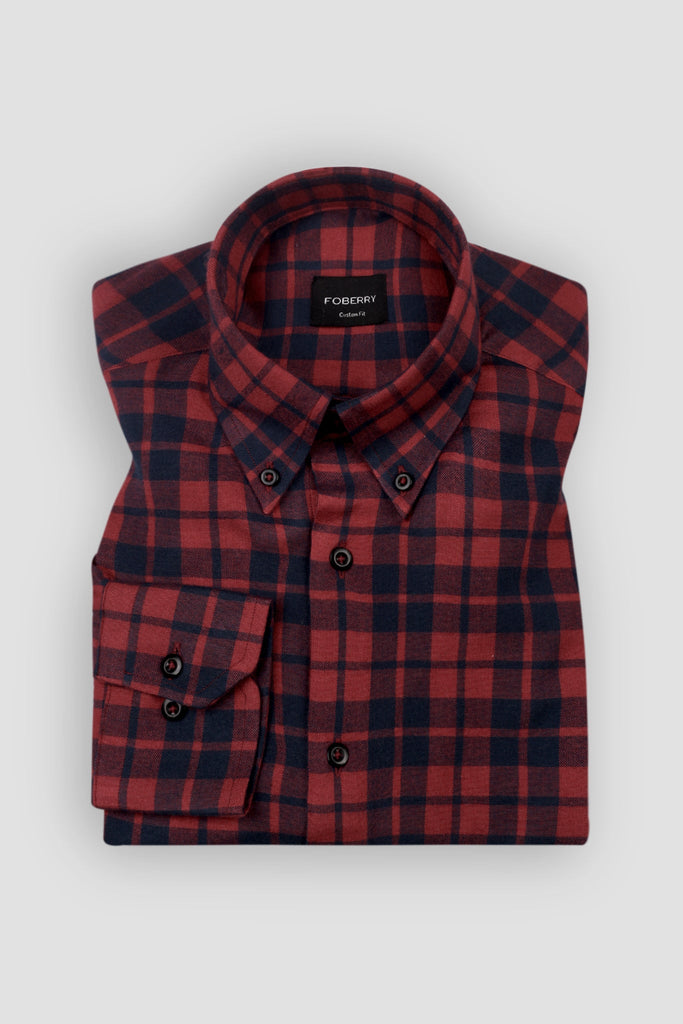 Red & Blue Plaid Winter Flannel Shirt