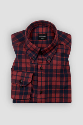 Red & Blue Plaid Winter Flannel Shirt