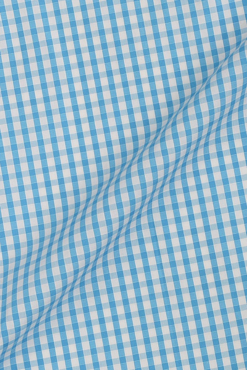 Soft Turquoise Blue Gingham Shirt