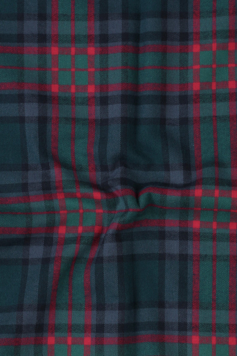 Dark Blue Green Tartan Winter Flannel Shirt