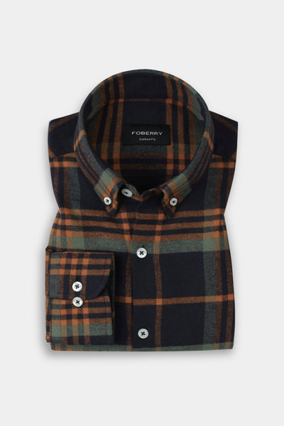 Tangerine Blue Tartan Winter Flannel Shirt