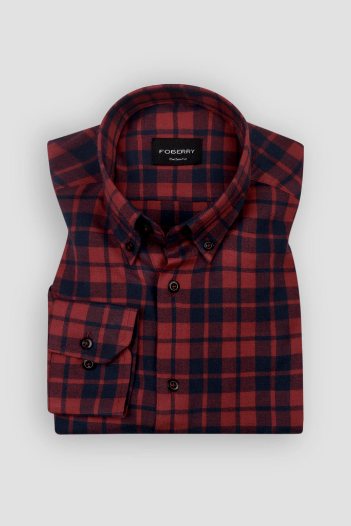 Red & Blue Plaid Winter Flannel Shirt