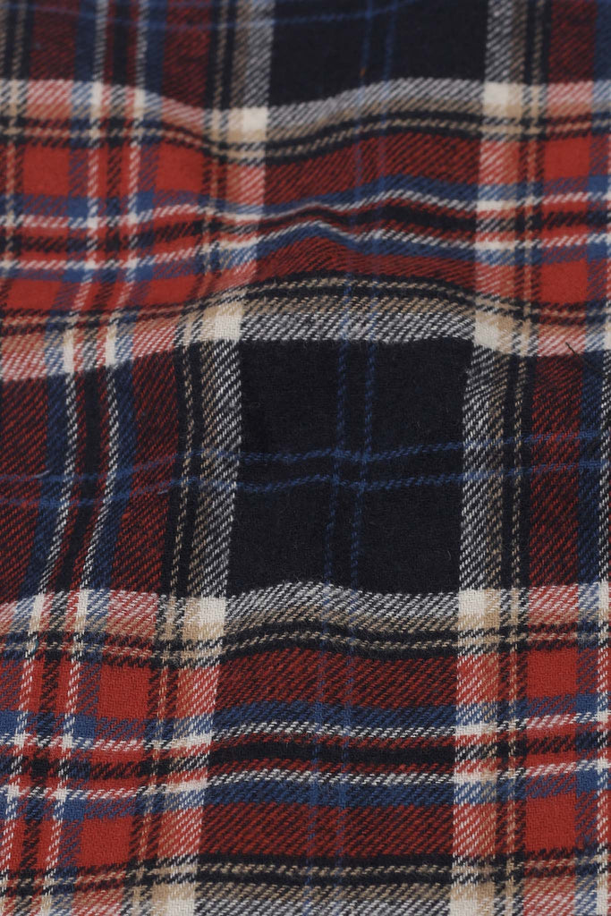 Blue Orange Madras Winter Flannel Shirt