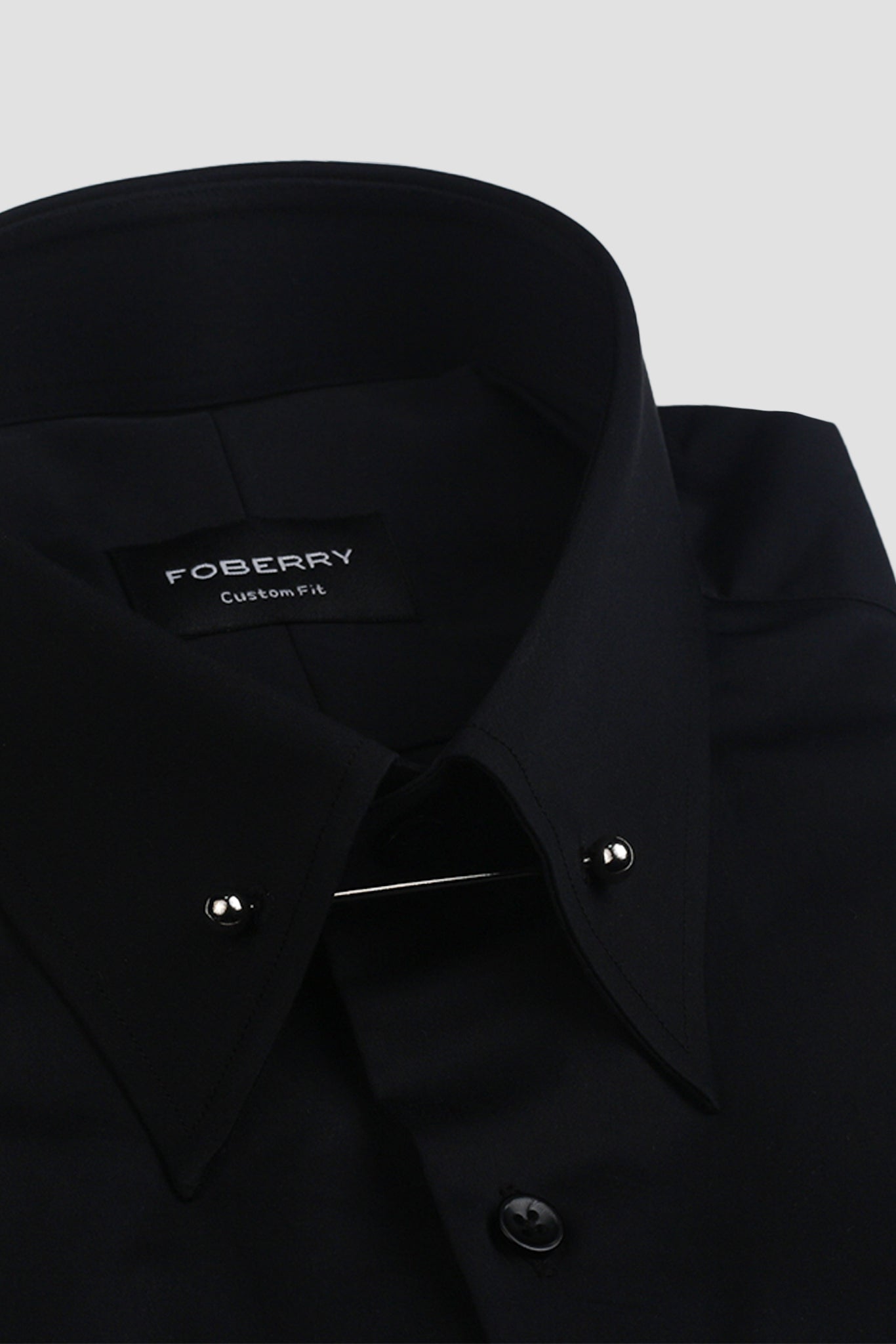 Black Egyptian Pin Collar Shirt - Silver Pin
