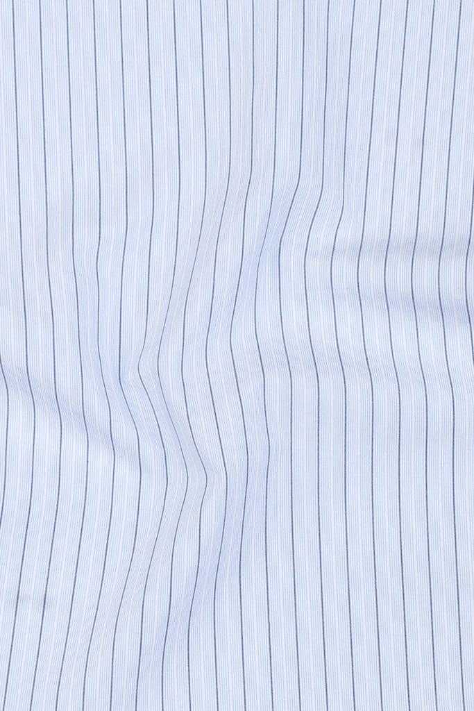 Sky Blue & Black Hairline Striped Shirt