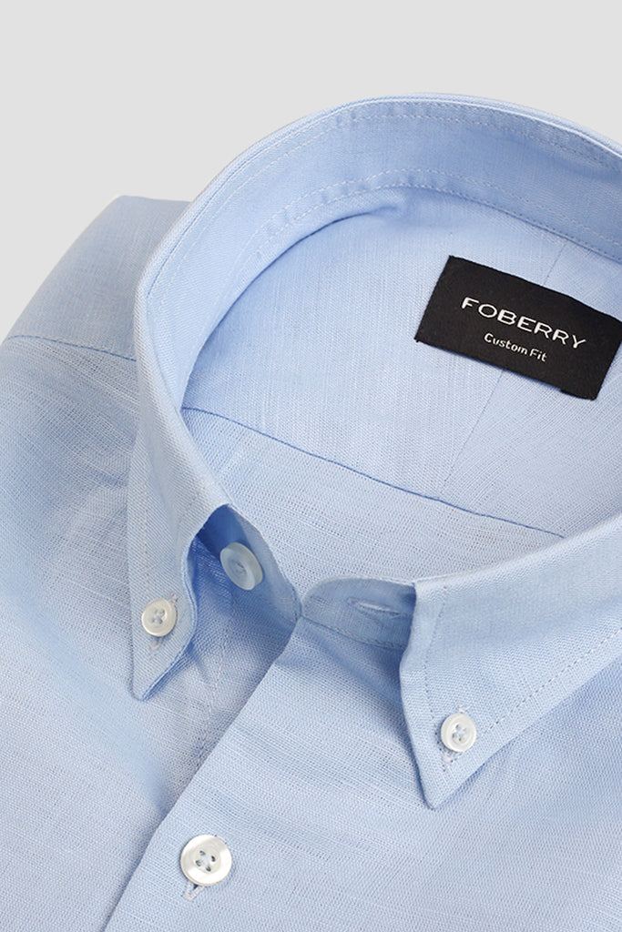 Soft Baby Blue Italian Linen Shirt