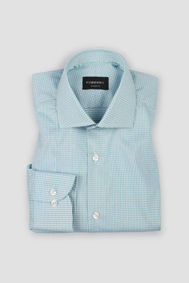Soft Green on Blue Gingham Shirt - Easy Care