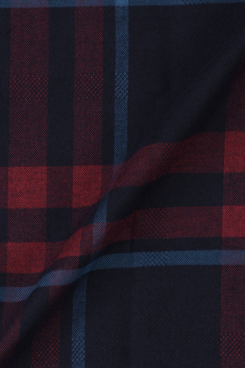 Night Blue & Red Tartan Winter Flannel Shirt