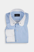 Sky Blue Twill Pin Collar Shirt