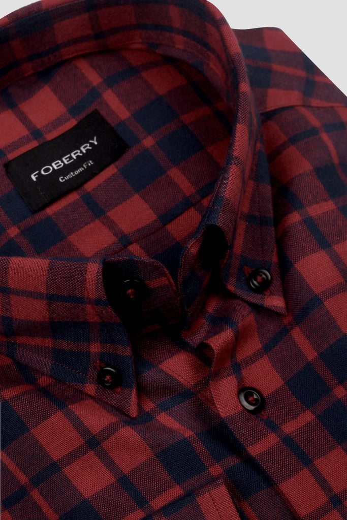 Red & Blue Plaid Winter Flannel Shirt