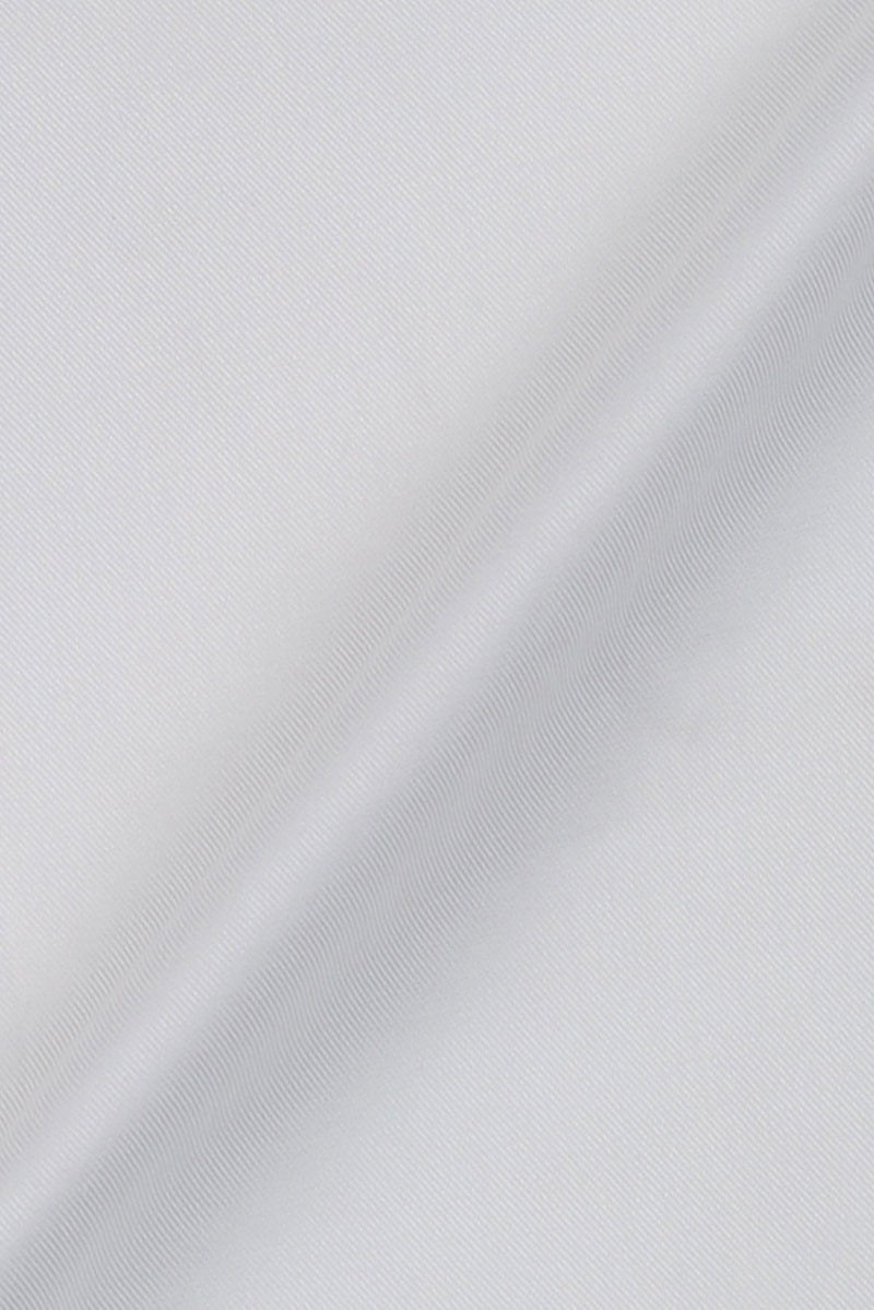 White Twill Pin Collar Shirt - Silver Pin