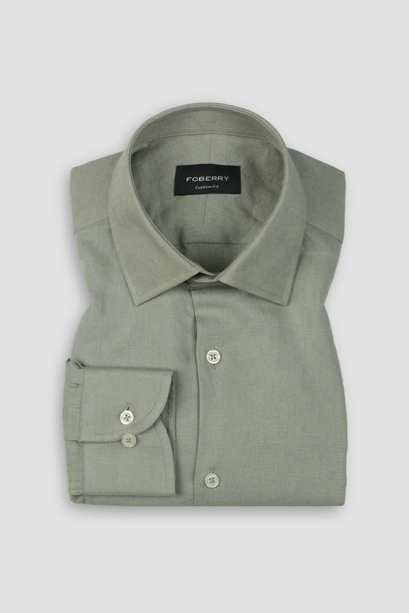 Light Seawood Green Irish Linen Shirt