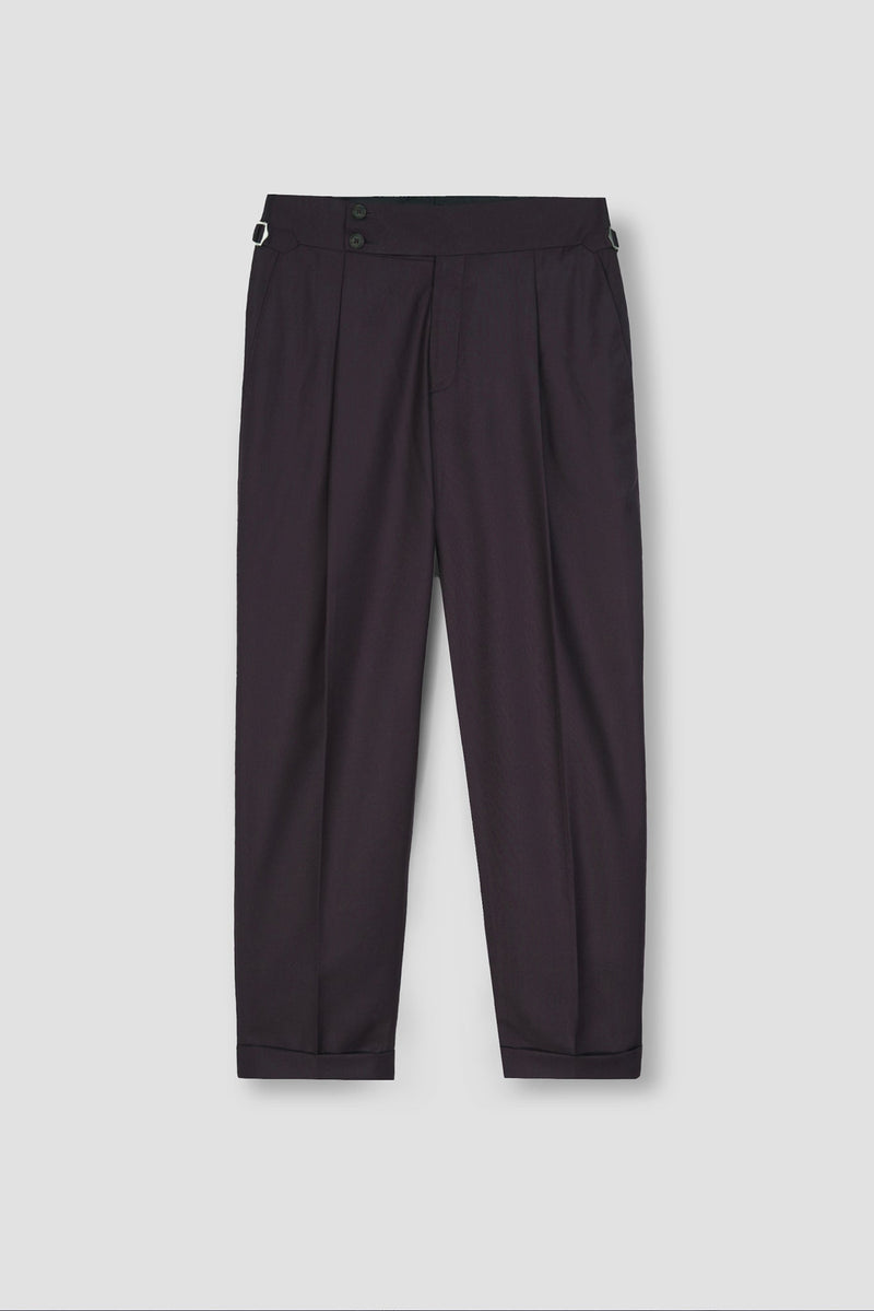 Dark Plum Tropical Wool Blended Dress Pant
