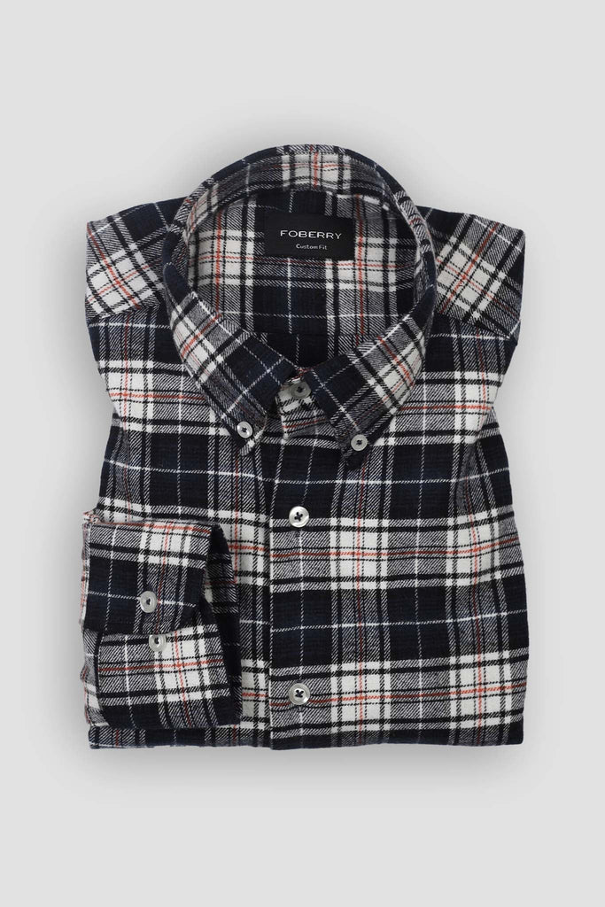 Black Blue Madras Winter Flannel Shirt