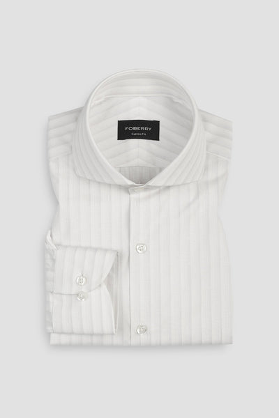 Soft Lilac Structured Barcode Striped Shirt