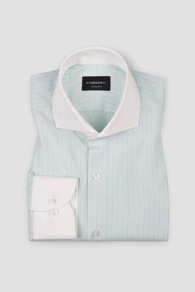 Blue on Green Hairline Stripes Shirt