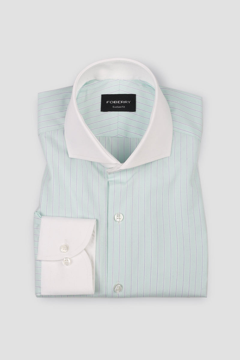 Blue on Green Hairline Stripes Shirt
