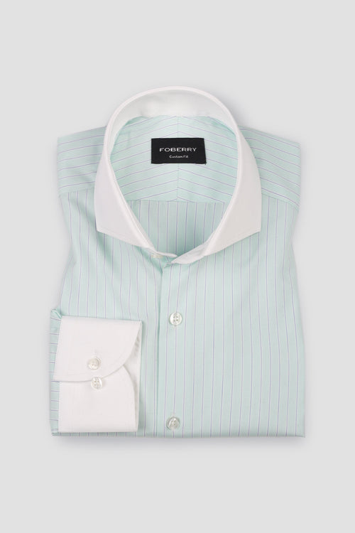Blue on Green Hairline Stripes Shirt