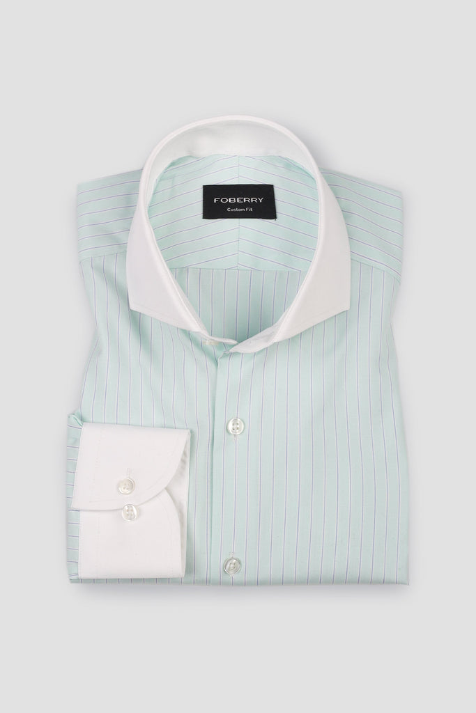 Blue on Green Hairline Stripes Shirt