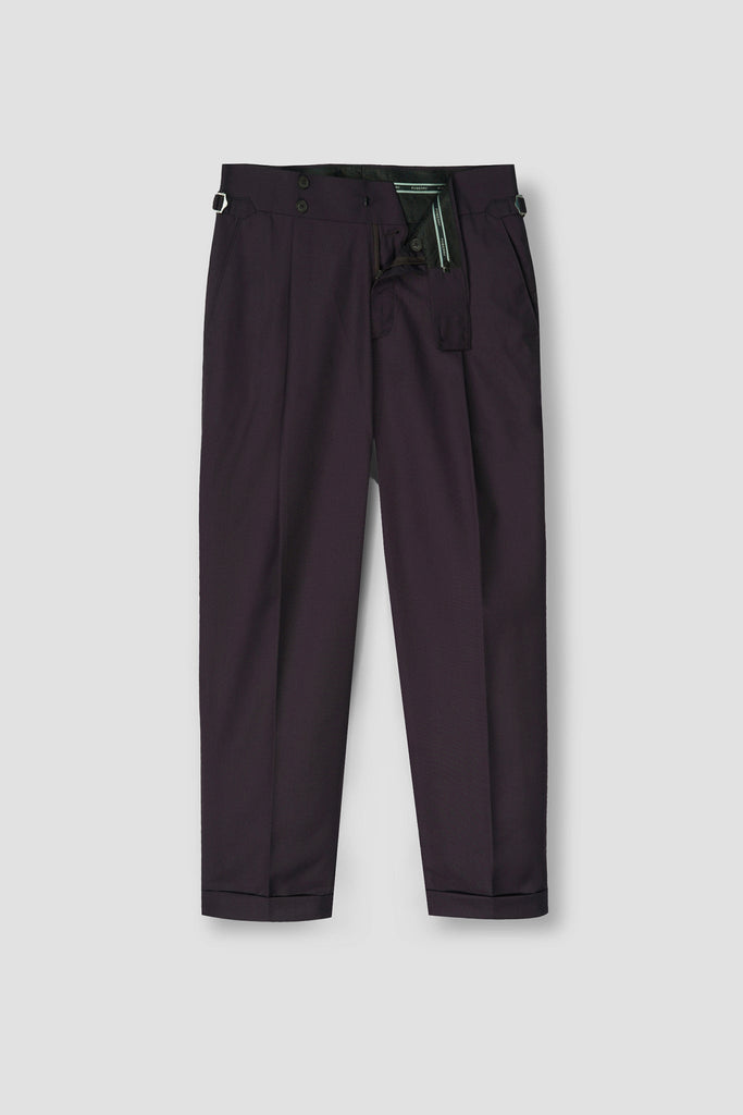 Dark Plum Tropical Wool Blended Dress Pant